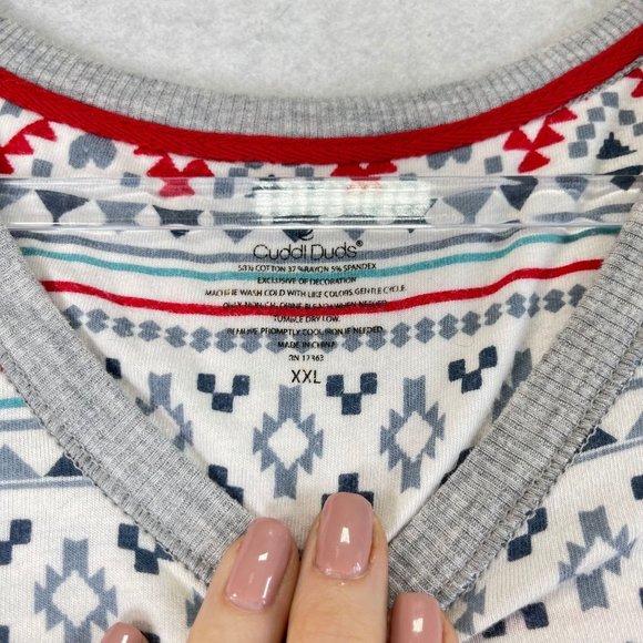 CUDDL DUDS Womens XXL Nordic Fair Isle Hearts Long Sleeve Soft Cozy Top Shirt - Picture 8 of 10